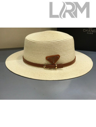 Prada Straw Wide brim Hat Cream White 2021 P13