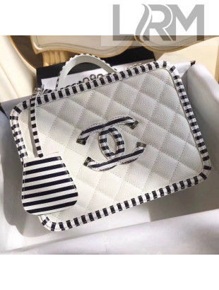 Chanel Striped CC Filigree Medium Vanity Case Bag A93343 White 2019