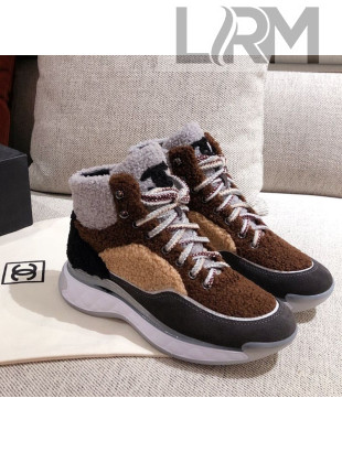 Chanel Shearling Wool Short Boots Brown/Black 06 2020