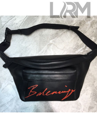 Balenciaga Signature Logo Belt Bag Black 2019