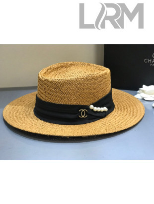 Chanel Straw Wide brim Hat Black 2021 C24