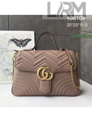 Gucci GG Marmont Medium Top Handle Bag 498109 Nude 2019