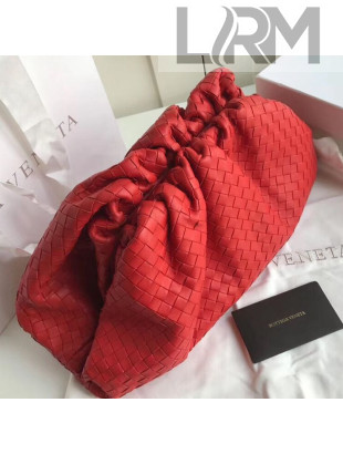 Bottega Veneta LargeThe Pouch Oversized Clutch in Woven Lambskin Red 2019