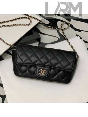 Chanel Quilted Lambskin Glasses Case/Mini Bag with Classic Chain AP2044 Black 2021