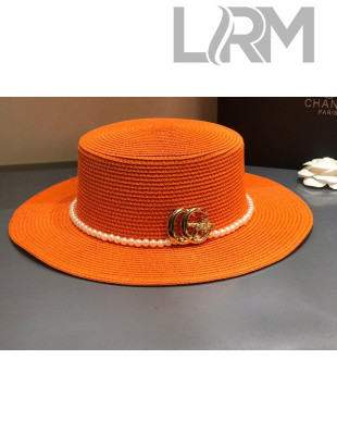 Gucci Straw Wide Brim Hat Orange G14 2021