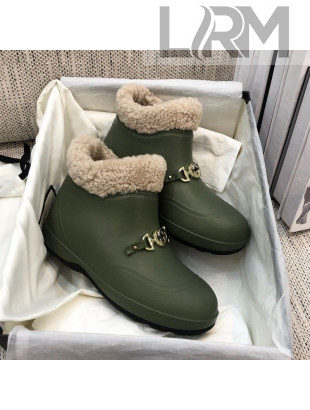 Gucci Wool Flat Short Boot with Horsebit Green 2020