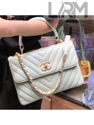 Chanel Chevron Small Trendy CC Flap Bag With Top Handle A92236 Jade 2018(Gold-tone Hardware)