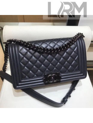 Chanel Quilted Lambskin Classic Boy Flap Bag 67086 Black 2019
