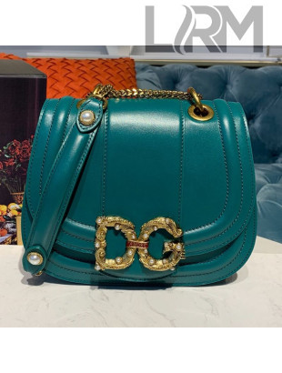 Dolce Gabbana DG Amore Calfskin Saddle Shoulder Bag Green 2019