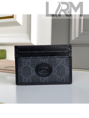 Gucci Men's Black GG Canvas Card Case Wallet with Interlocking G 673002 2021