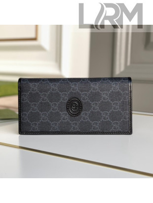 Gucci Men's Black GG Canvas Long Wallet with Interlocking G 672947 2021