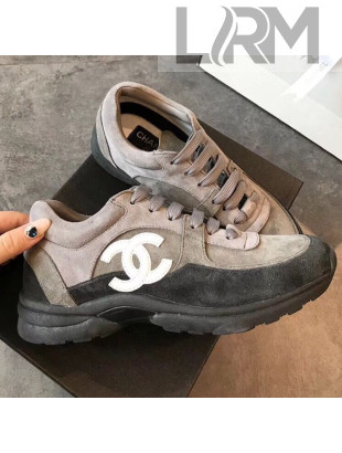 Chanel Suede Calfskin Sneakers G34360 Black/Grey 2019