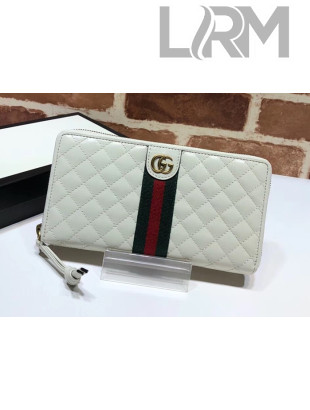 Gucci Leather Zip Around Wallet with Double G 536450 White