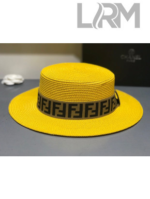 Fendi Straw Wide Brim Hat Yellow F19 2021