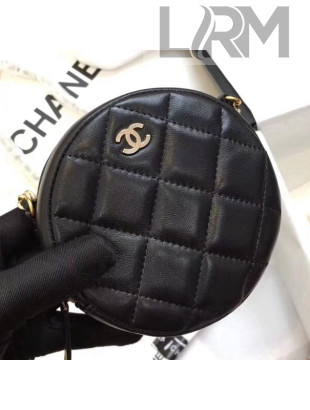 Chanel Lambskin Classic Round Clutch with Chain A70657 Black 2018