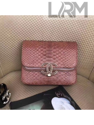 Chanel Python & Lambskin Small Flap Bag A57277 Brown 2018