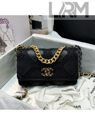 Chanel Crochet Quilted Calfskin 19 Wallet on Chain WOC AP0957 Black 2021