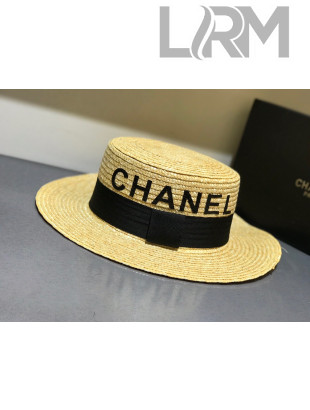 Chanel Straw Wide Brim Hat Beige C41 2021