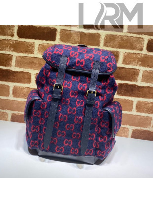 Gucci Small GG Wool Backpack ‎598184 Blue/Red 2020