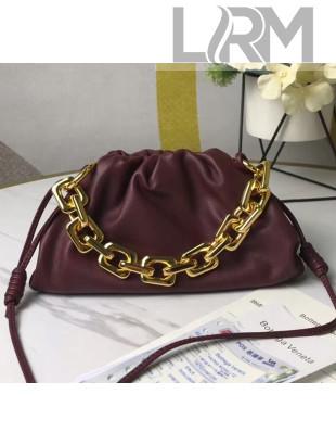 Bottega Veneta Small The Chain Pouch Clutch Bag With Square Ring Chain Burgundy 2020