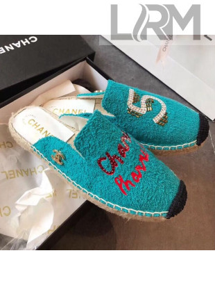 Chanel x Pharrell Towelling Flat Mules Turquoise 2019
