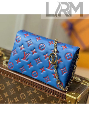 Louis Vuitton Pochette Coussin Chain Mini Bag in Monogram Leather M80743 Blue/Red 2021