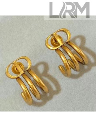 Dior 30 Montaigne CD Stud Earrings Aged Gold 2020