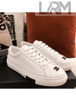 Chanel Matte CC Charm Leather Sneakers Black 2021