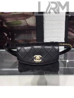 Chanel Vintage Calfskin Belt Bag Black 2018 
