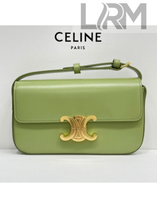 Celine Triomphe Shoulder Bag in Shiny Calfskin 194143 Green 2021