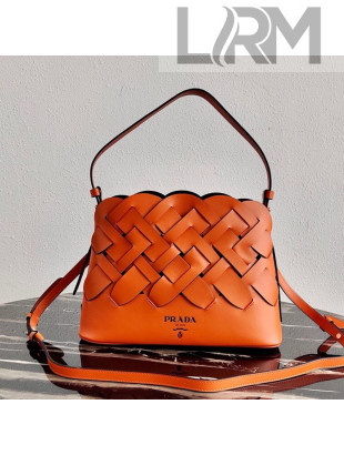 Prada Leather Tress Shoulder Bag 1BA290 Orange 2020