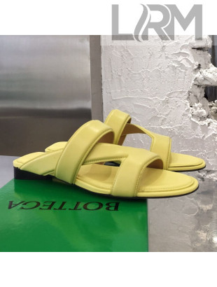 Bottega Veneta Band Calfskin Flat Sandals Yellow 2021 14