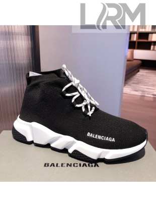 Balenciaga Speed Knit Sock Lace-up Boot Sneaker Black/White 2021 01 ( For Women and Men)