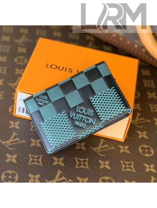 Louis Vuitton Men's Pocket Organizer Wallet in Damier 3D Leather N60438 Aqua Green 2021