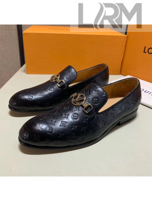 Louis Vuitton Men's Monogram Empreinte Leather LV Circle Buckle Loafers Black 2019