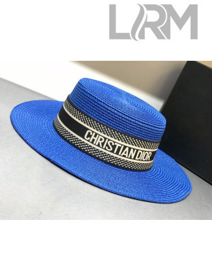 Dior Straw Wide Brim Hat Royal Blue D10 2021