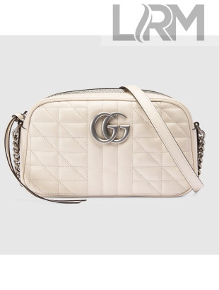 Gucci GG Marmont Geometric Leather Small Shoulder Bag 447632 White 2021