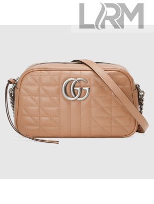 Gucci GG Marmont Geometric Leather Small Shoulder Bag 447632 Rose Beige 2021