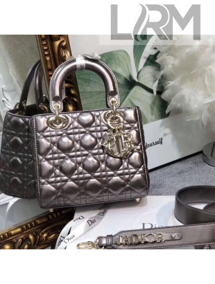 Dior MY ABCDior Small Bag in Cannage Leather Metallic Grey 2019