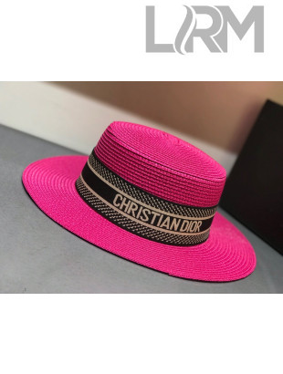 Dior Straw Wide Brim Hat Pink D14 2021