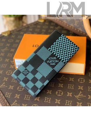 Louis Vuitton Men's Brazza Wallet in Damier 3D Leather N60400 Aqua Green 2021