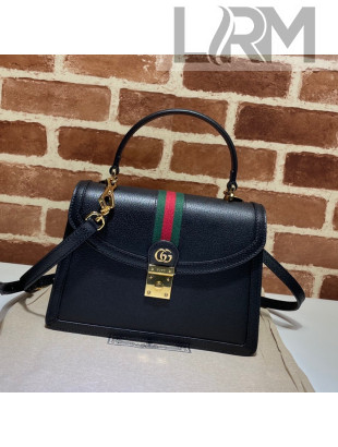 Gucci Ophidia Leather Small Top Handle Bag with Web ‎651055 Black 2021