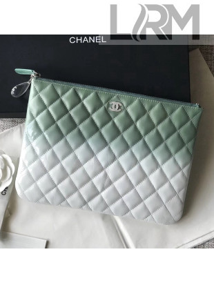 Chanel Patent Leather & Calfskin & Resin Logo and Drop Pouch Green/White 2018