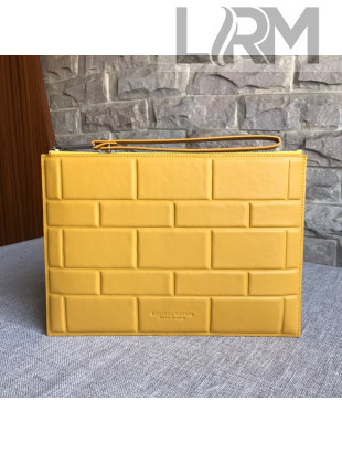 Bottega Veneta Men's Small Pouch in Geometric Padded Nappa Leather Yellow 2019