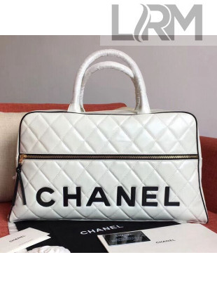 Chanel Quilting Lambskin Boston Bag White 2018