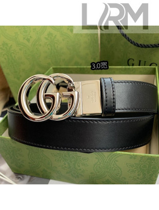 Gucci Calfskin Belt 30mm with GG Buckle Black/Silver 2021 