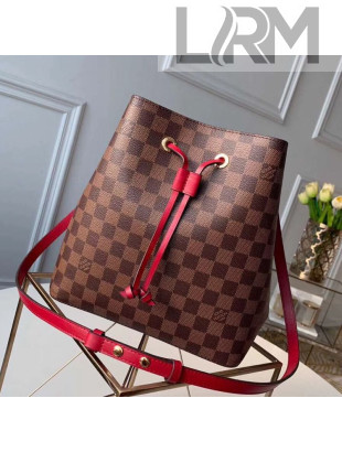 Louis Vuitton NéoNoé Damier Ebene Canvas Bucket Bag N40214 Red 2019