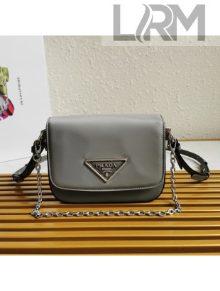 Prada Nylon and Leather Identity Shoulder Bag 1BD263 Grey 2020