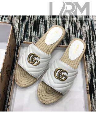 Gucci Leather Espadrille Slide Sandal 573028 White 2019