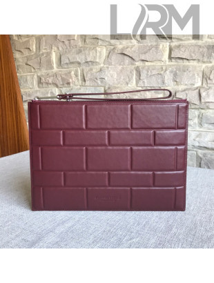 Bottega Veneta Men's Small Pouch in Geometric Padded Nappa Leather Burgundy 2019